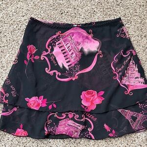 Chic Parisian Black and Pink Skirt
